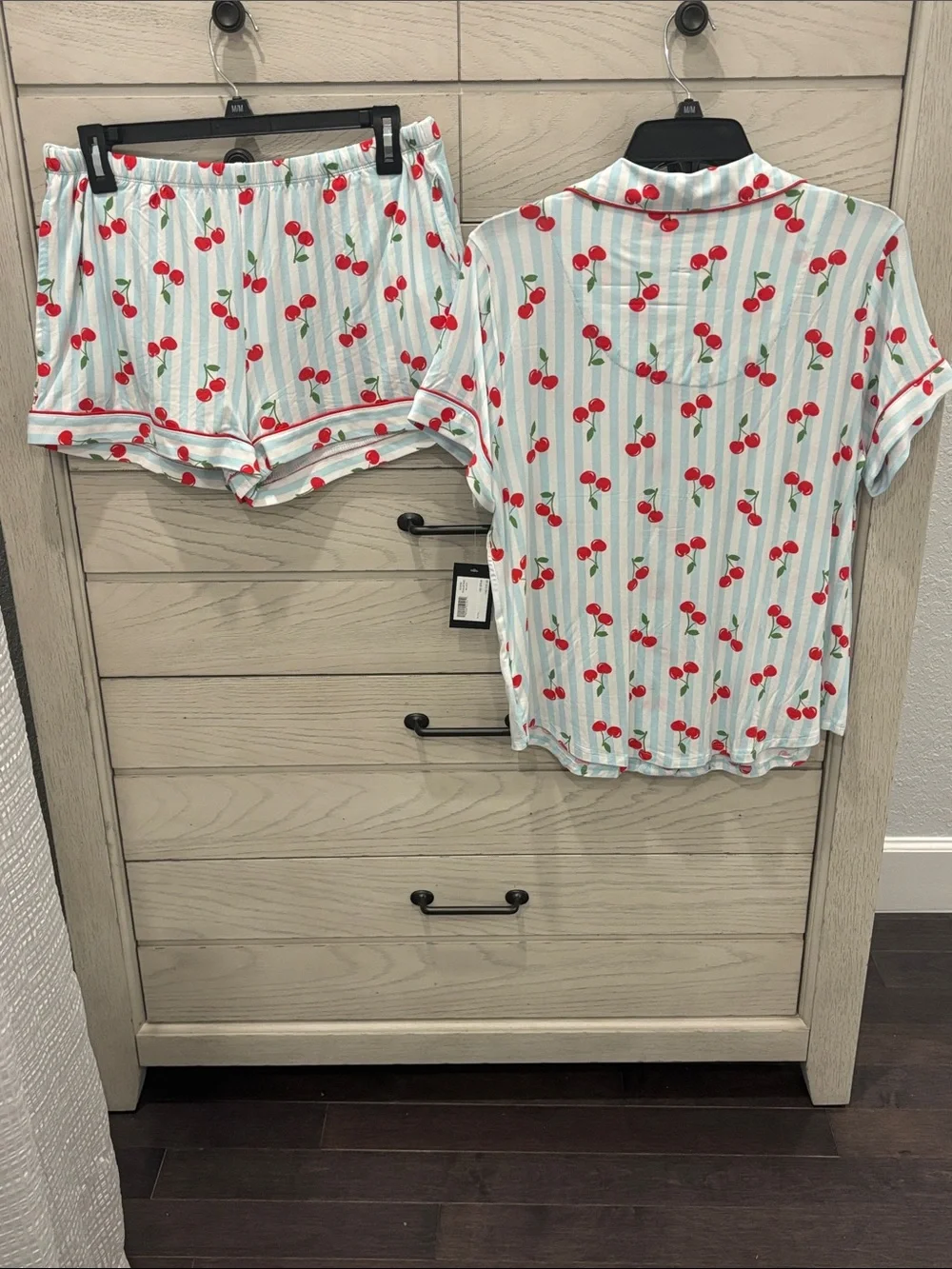 kate spade Cherry Print Short-Sleeve Pajama Set in White and Red